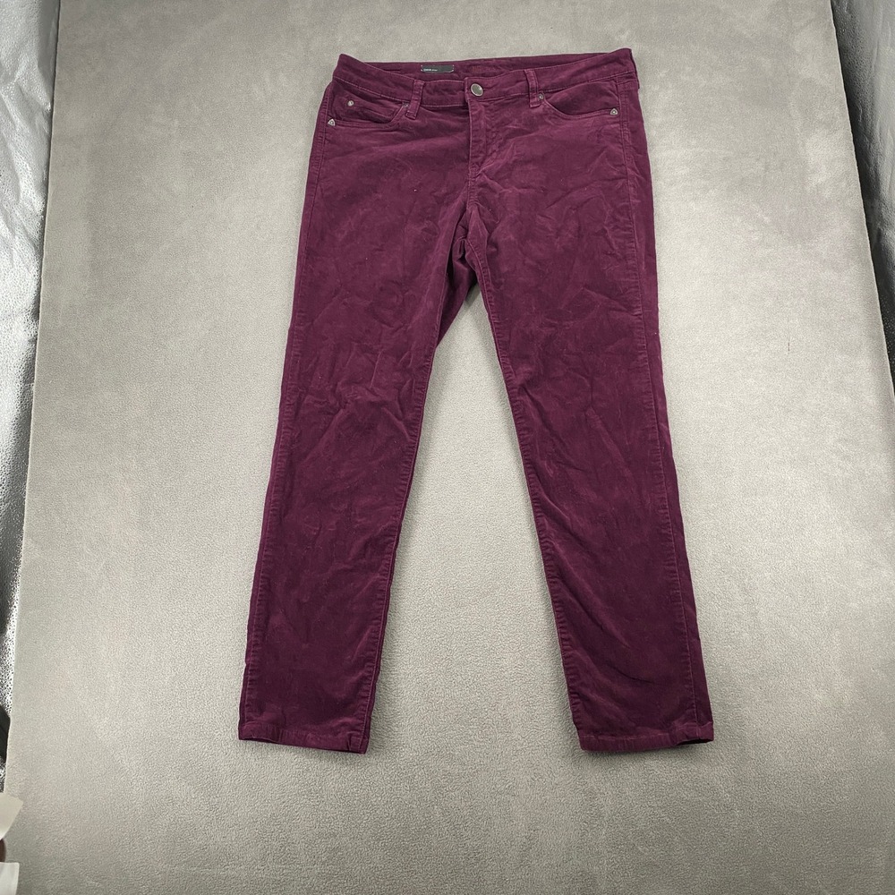 Kut from the Kloth Diana Skinny Corduroy Pants Burgundy Purple Size 14